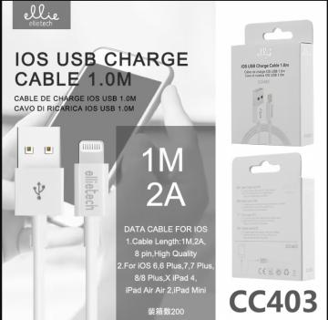 Ellietech CC403 Câble USB pour iOS Lightning 1M Charge Rapide